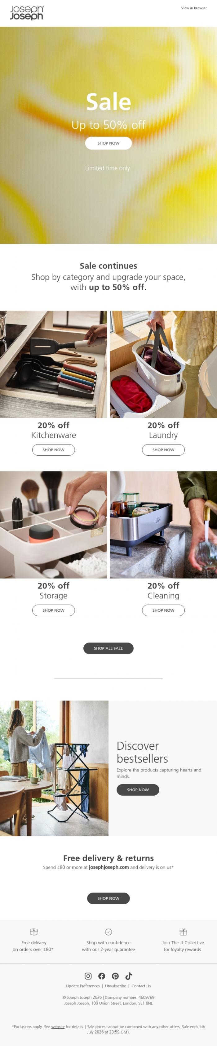 Email Design Inspiration from Joseph Joseph, Sale continues