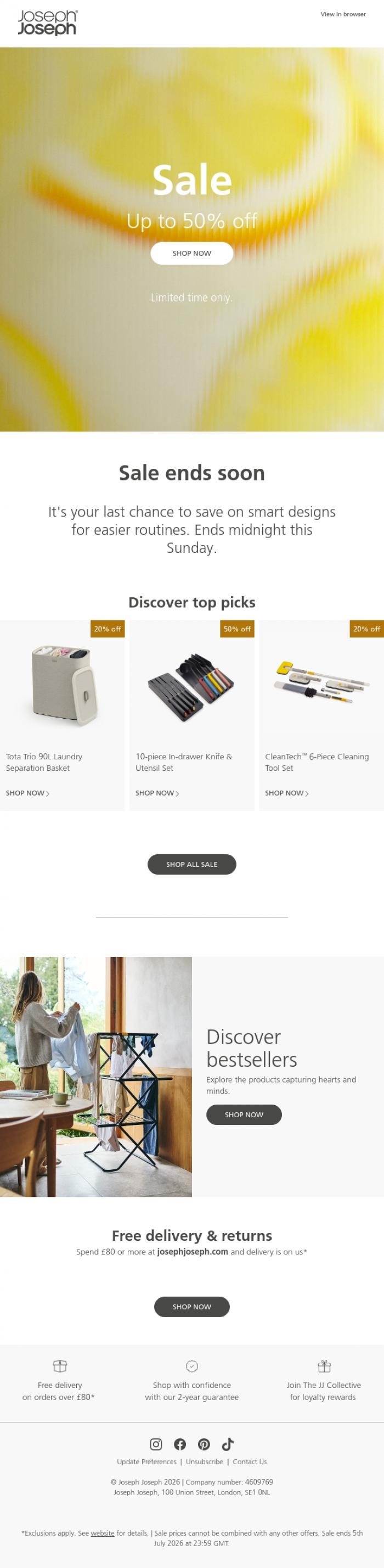 Email Design Inspiration from Joseph Joseph, Final days of sale