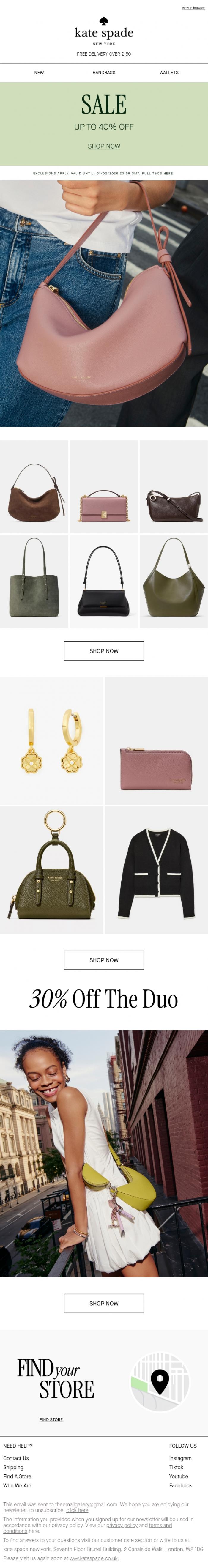 Email Design Inspiration from kate spade new york, Email exclusive access: The sale is here.