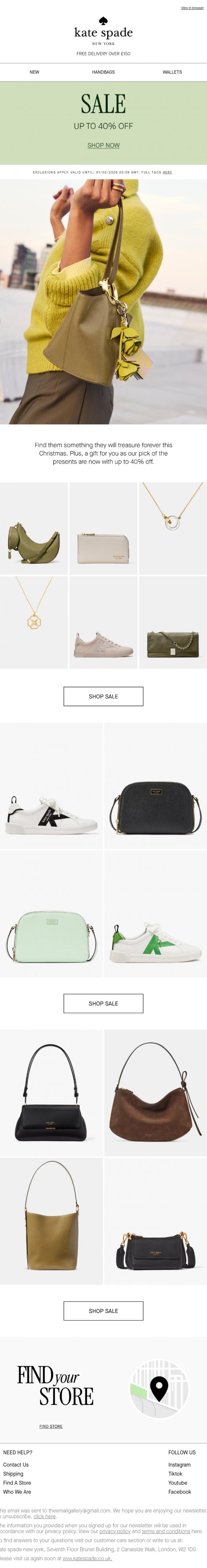 Email Design Inspiration from kate spade new york, Left it late? Last minute gifting is now at 40% off