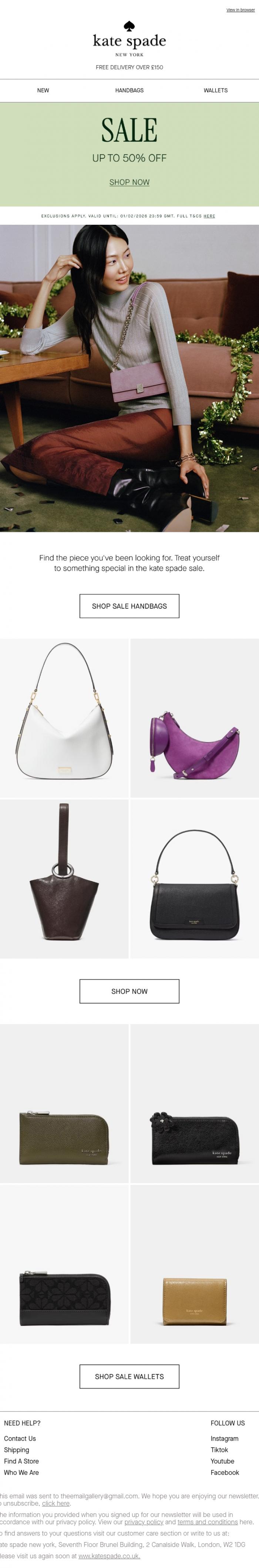 Email Design Inspiration from kate spade new york, Start the year on a high with a special gift... for yourself!