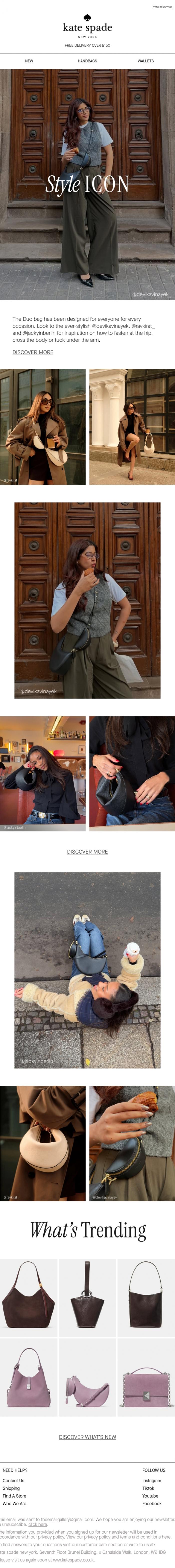 Email Design Inspiration from kate spade new york, Discover how the world's most stylish women wear the Duo bag