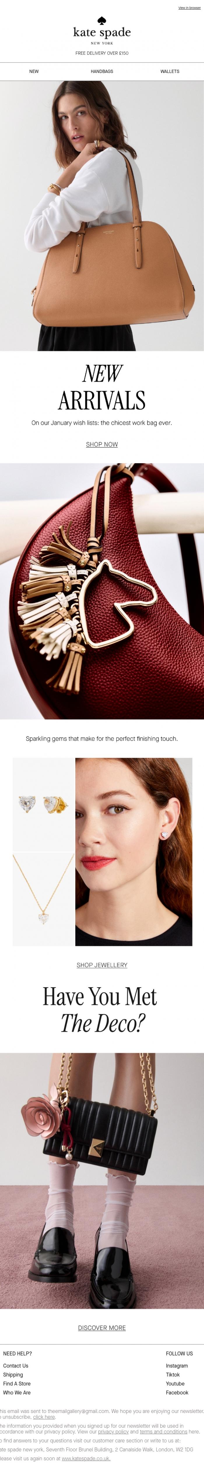 Email Design Inspiration from kate spade new york, In with the new