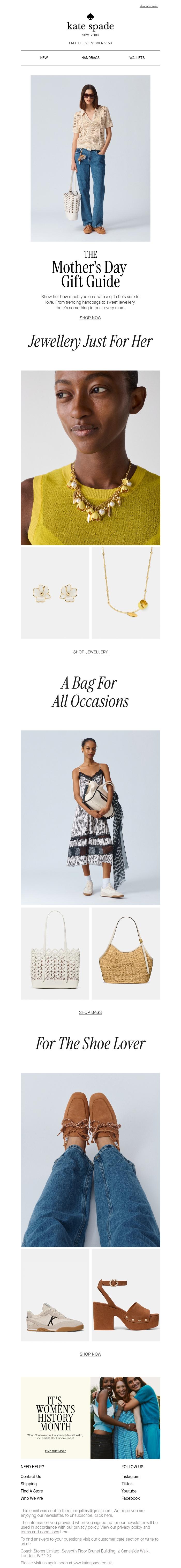 Email Design Inspiration from kate spade new york, The Mother's Day Gift Guide