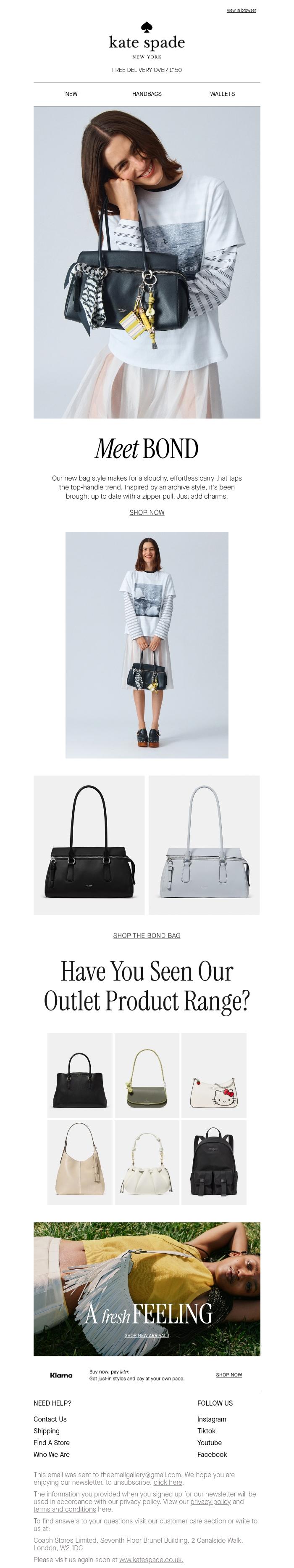 Email Design Inspiration from kate spade new york, Hello, Bond