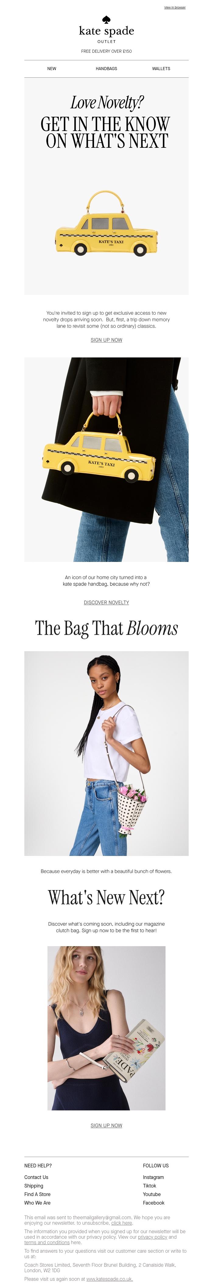 Email Design Inspiration from kate spade new york, Do you love novelty handbags?