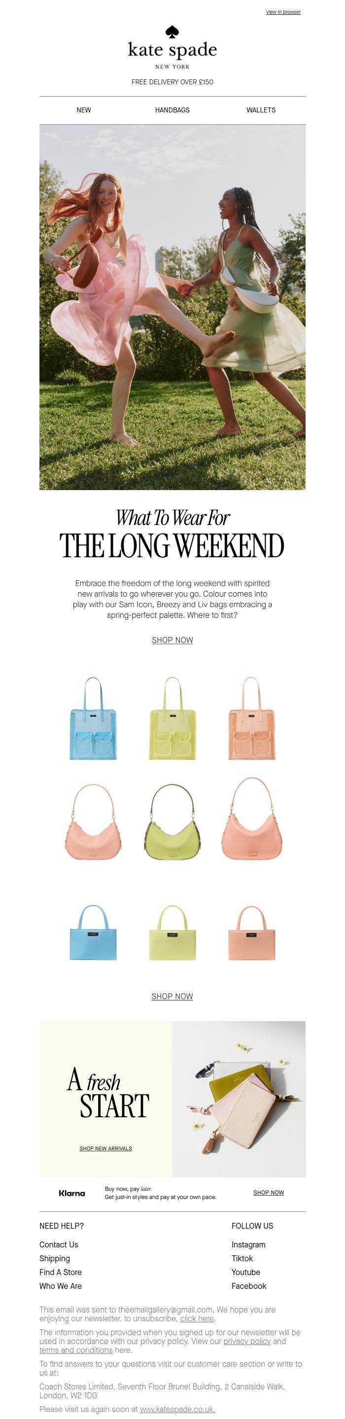 Email Design Inspiration from kate spade new york, What are your Bank Holiday plans?