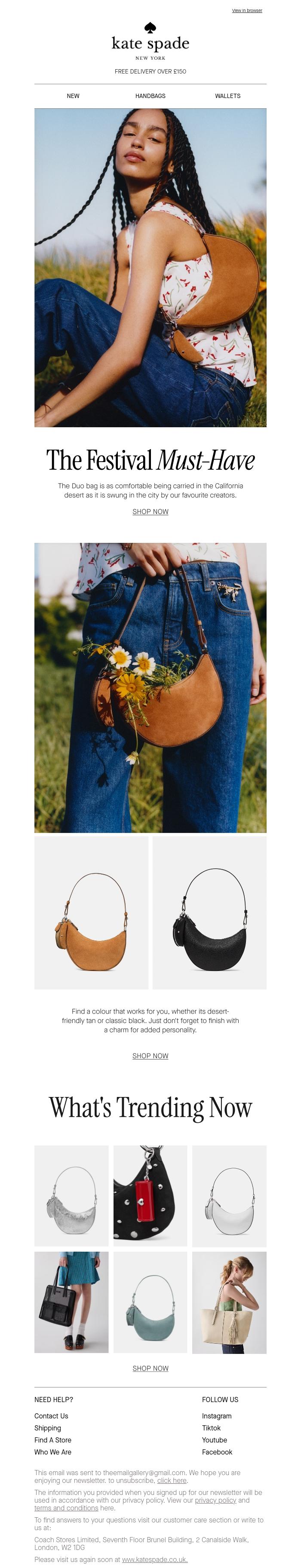 Email Design Inspiration from kate spade new york, The must-have bag of the season awaits