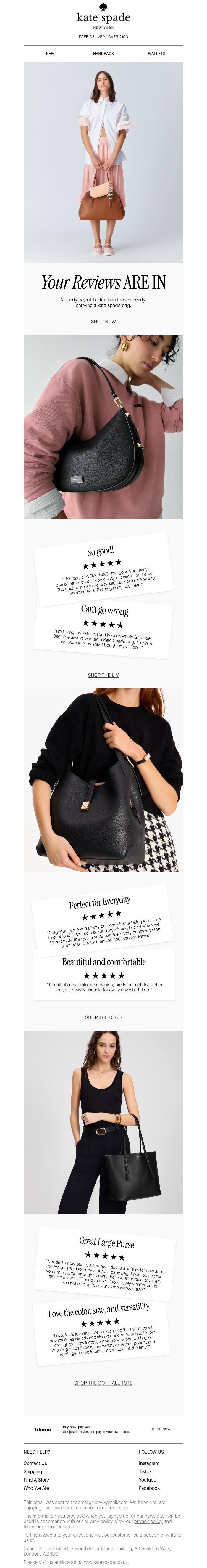Email Design Inspiration from kate spade new york, These bags are trending