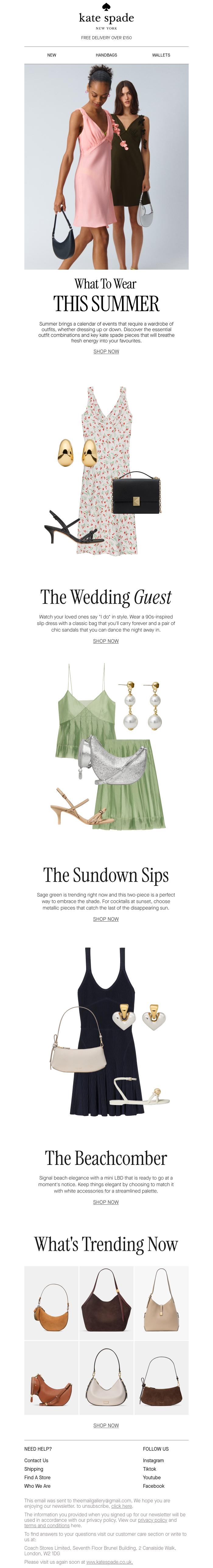 Email Design Inspiration from kate spade new york, Your summer event wardrobe