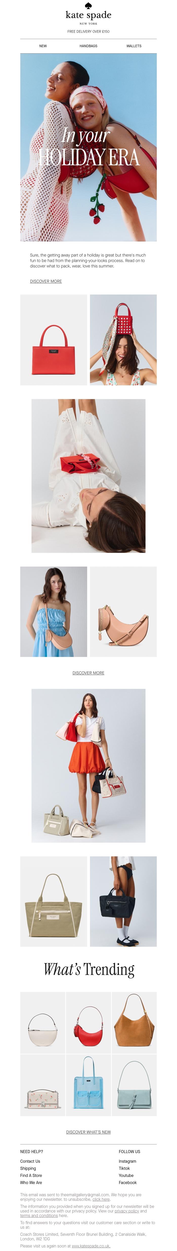 Email Design Inspiration from kate spade new york, New now: Summer inspiration