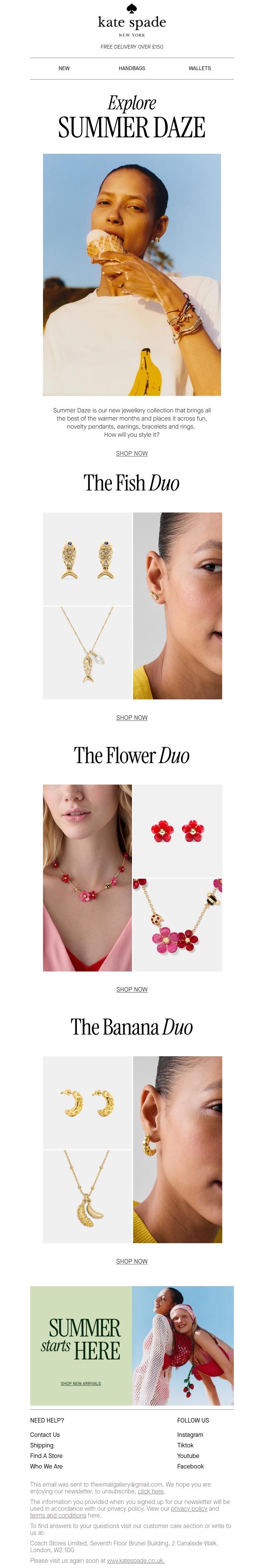 Email Design Inspiration from kate spade new york, Our new jewellery collection is here