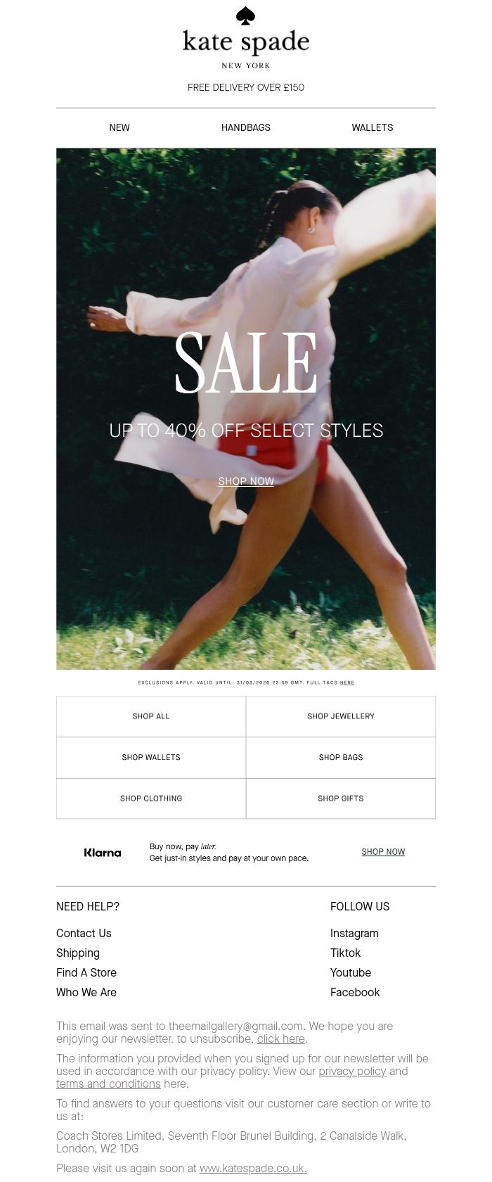 Email Design Inspiration from kate spade new york, The kate spade sale starts now!