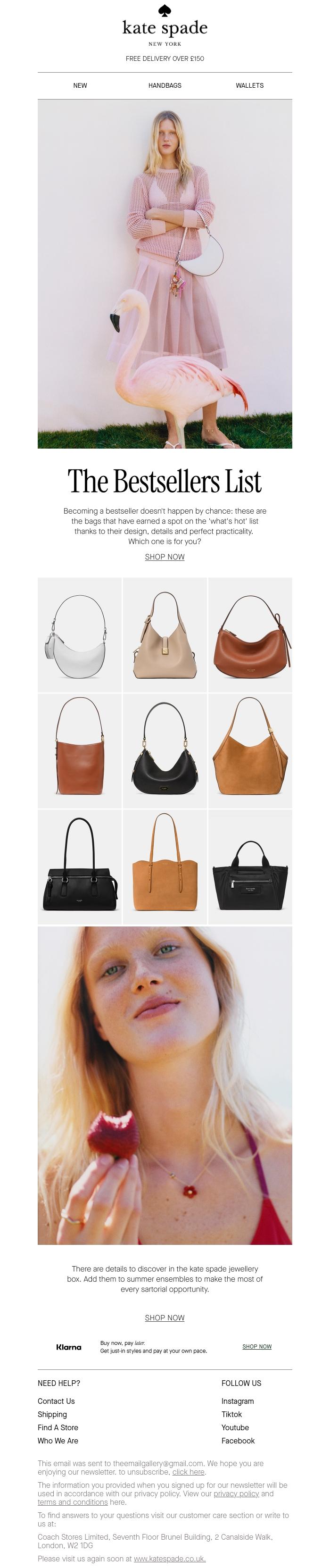 Email Design Inspiration from kate spade new york, What's in fashion now