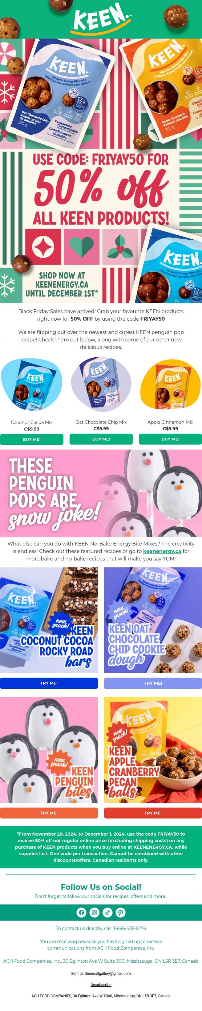 Email Design Inspiration from Keen Energy, Black Friday Sales Have Arrived!