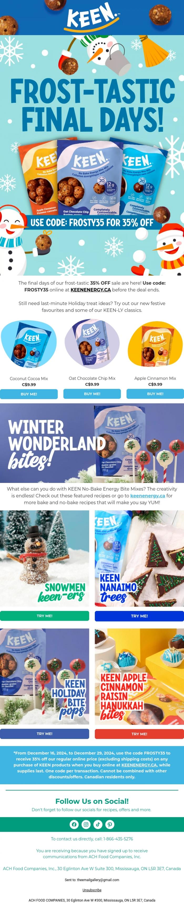 Email Design Inspiration from Keen Energy, Frost-tastic Final Days!