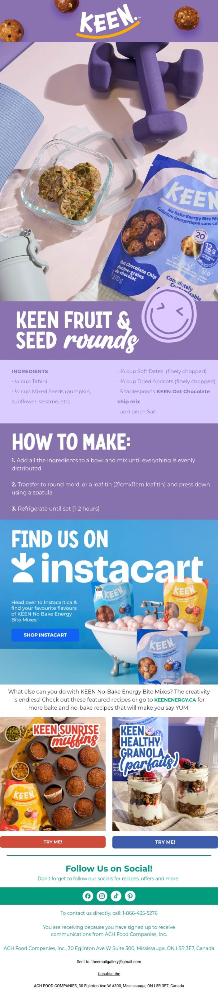 Email Design Inspiration from Keen Energy, KEEN Fruit And Seed Rounds 💜😋