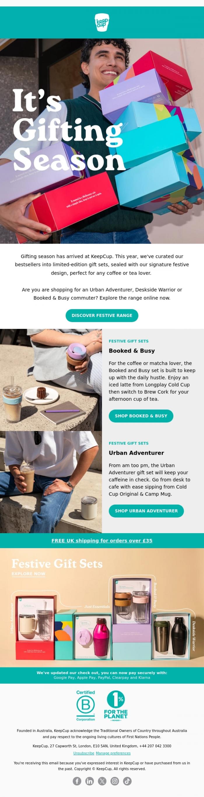 Email Design Inspiration from KeepCup, It's Gifting Season&nbsp;