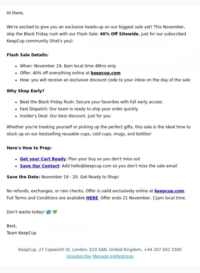 Email Design Inspiration from KeepCup, Exclusive Heads-Up! A Major Deal Is On The Way