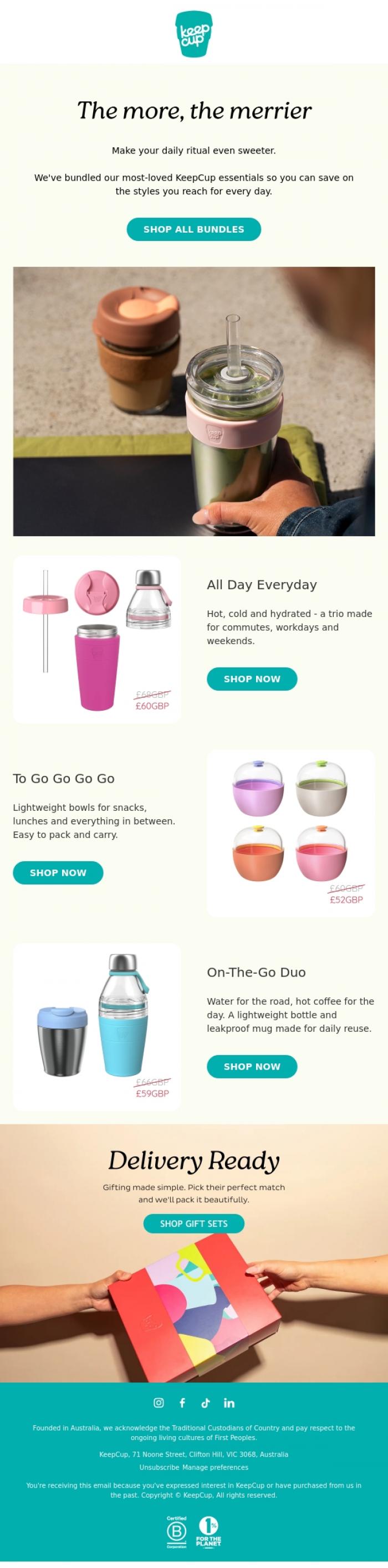 Email Design Inspiration from KeepCup, The more, the merrier 💚 Bundle your favourites and save 🎁