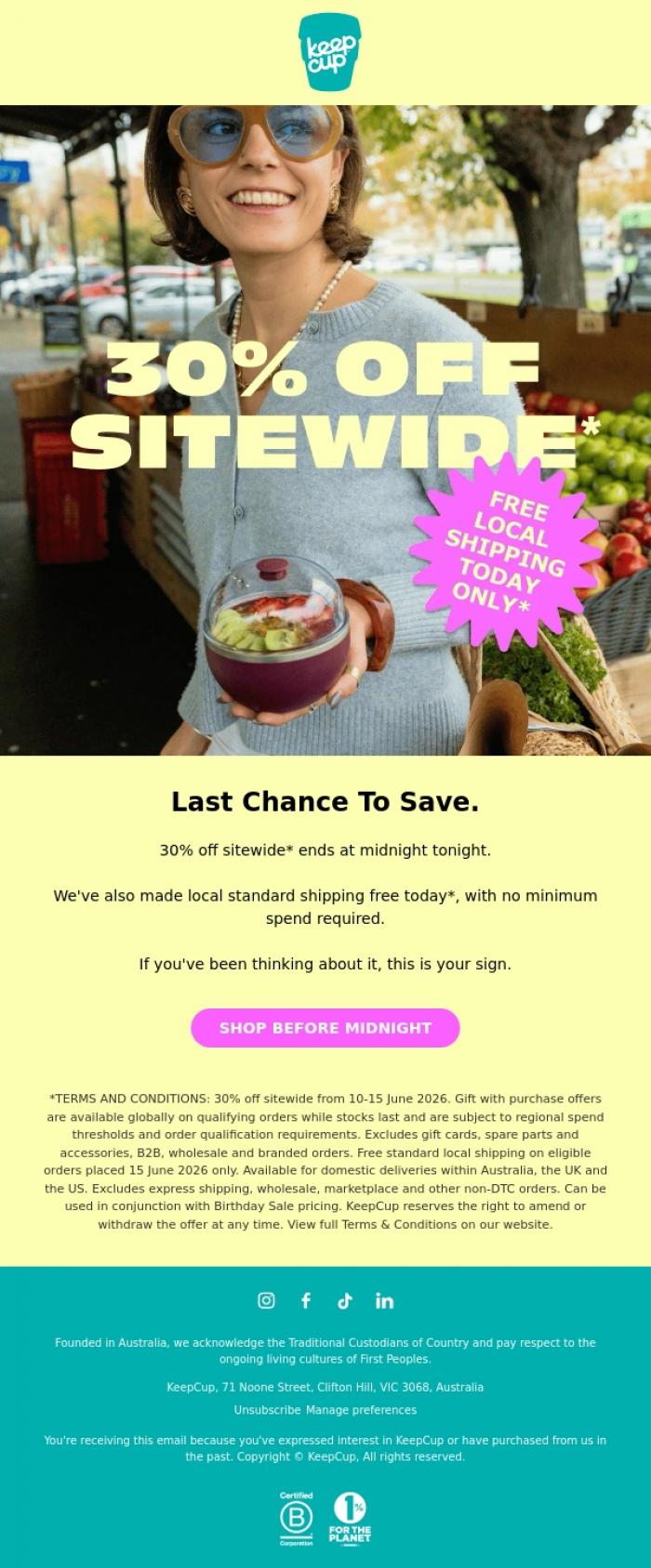 Email Design Inspiration from KeepCup, One last birthday surprise. 🎉🍰
