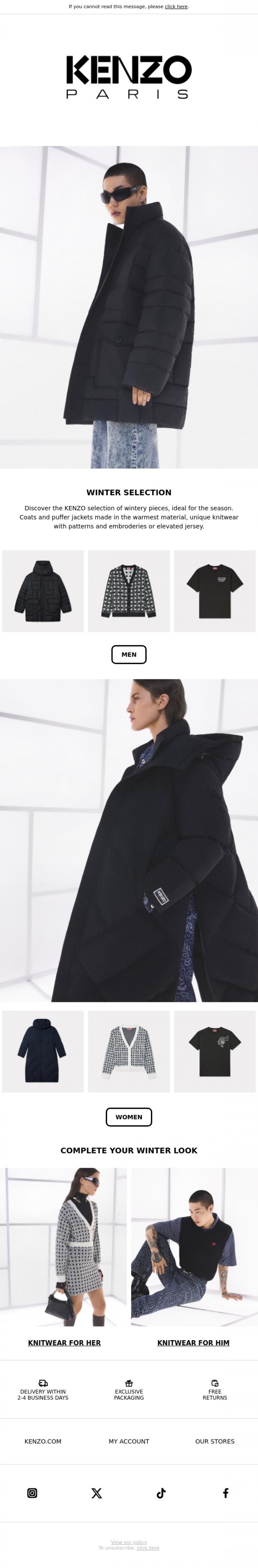 Email Design Inspiration from KENZO, WINTER SELECTION