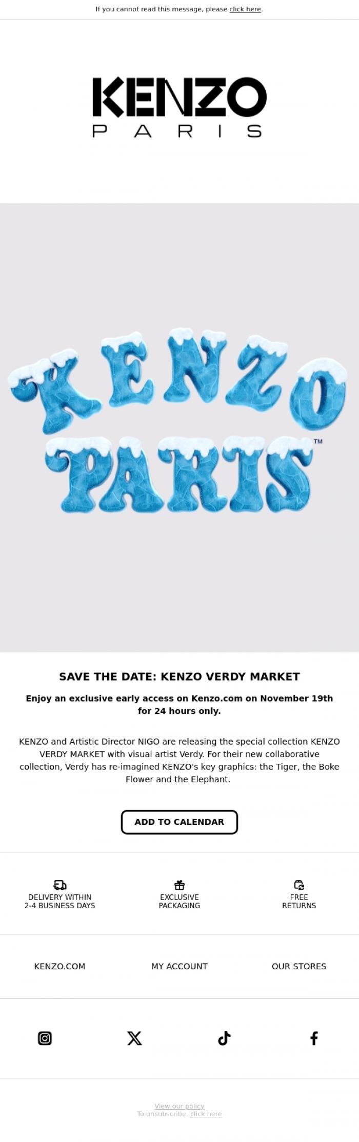 Email Design Inspiration from KENZO, KENZO VERDY MARKET