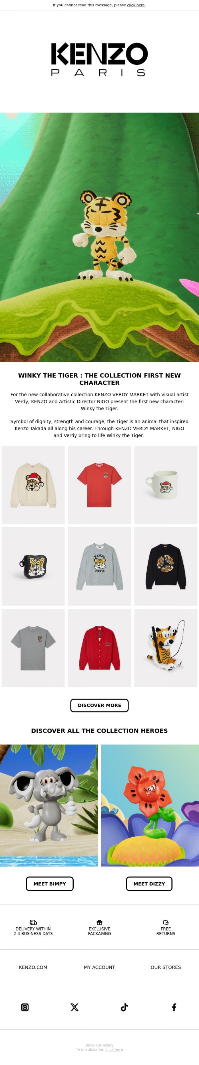 Email Design Inspiration from KENZO, KENZO VERDY MARKET : THE TIGER