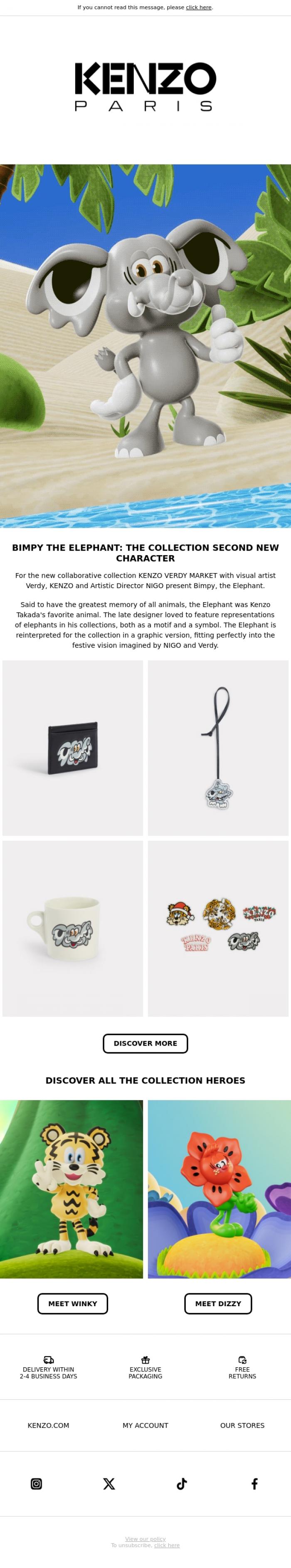 Email Design Inspiration from KENZO, KENZO VERDY MARKET: THE ELEPHANT