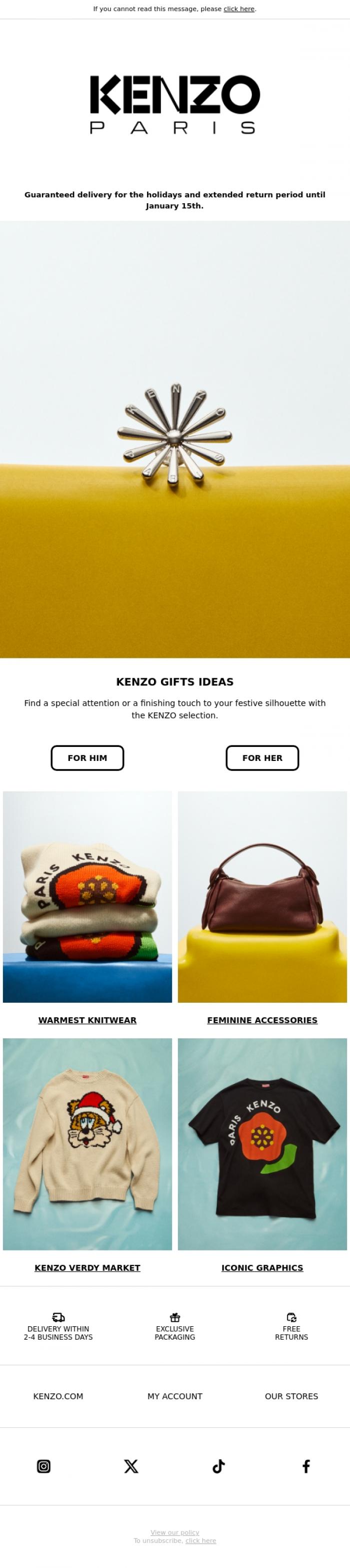 Email Design Inspiration from KENZO, KENZO Gifts Ideas