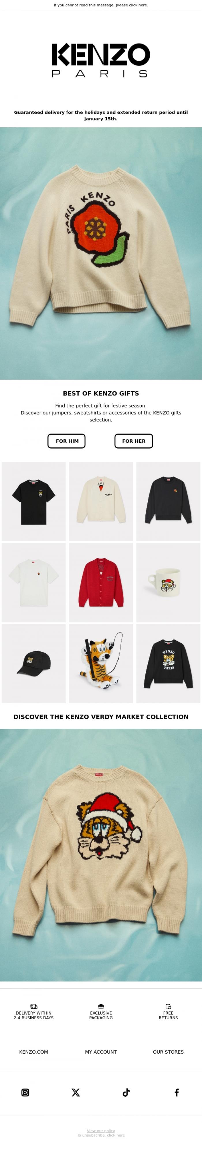 Email Design Inspiration from KENZO, Best of KENZO Gifts