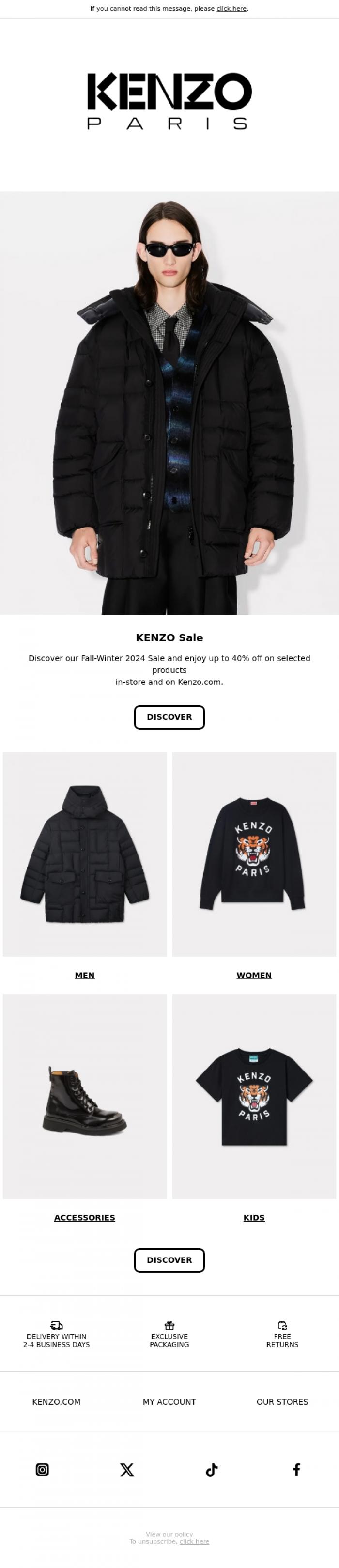 Email Design Inspiration from KENZO, KENZO Sale