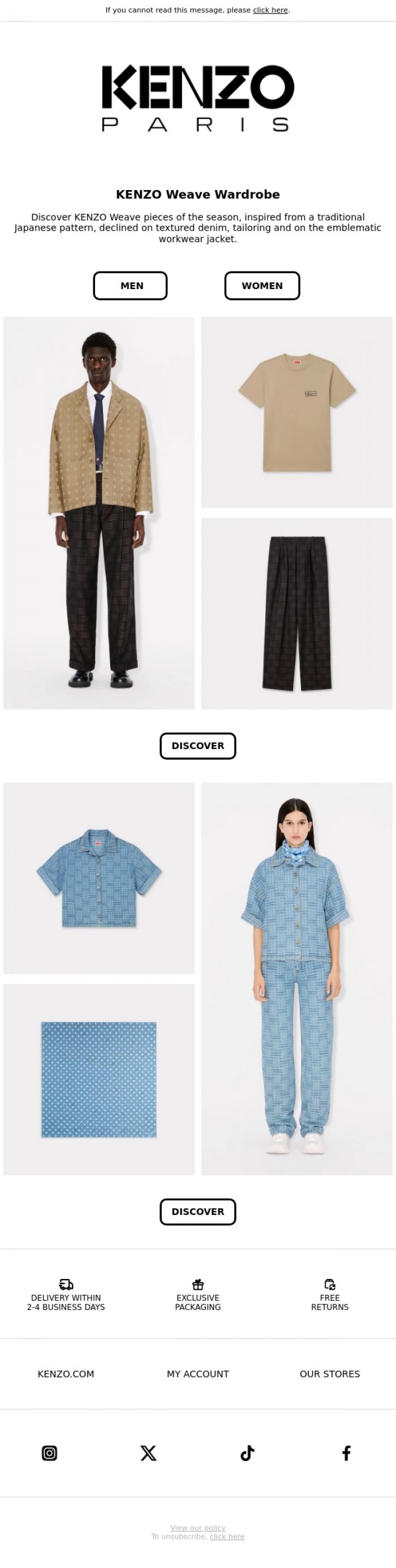 Email Design Inspiration from KENZO, KENZO Weave Wardrobe