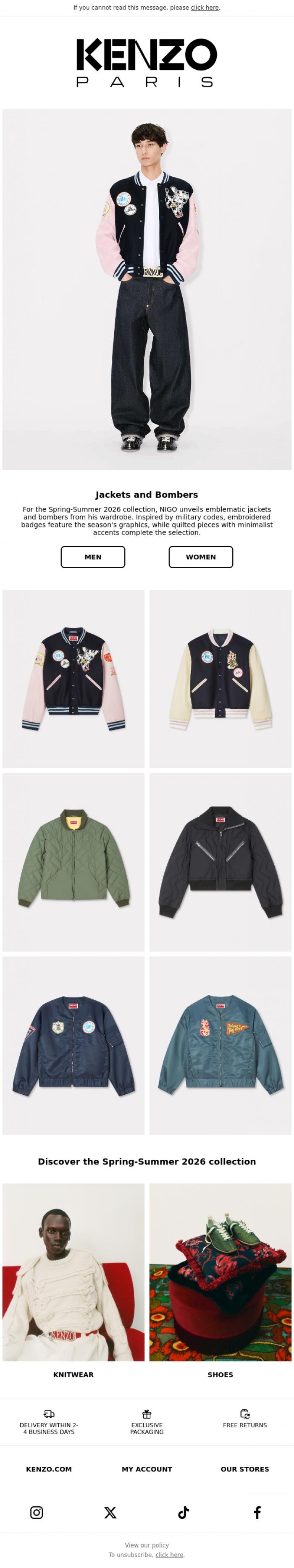Email Design Inspiration from Kenzo, Seasonal Jackets and Bombers