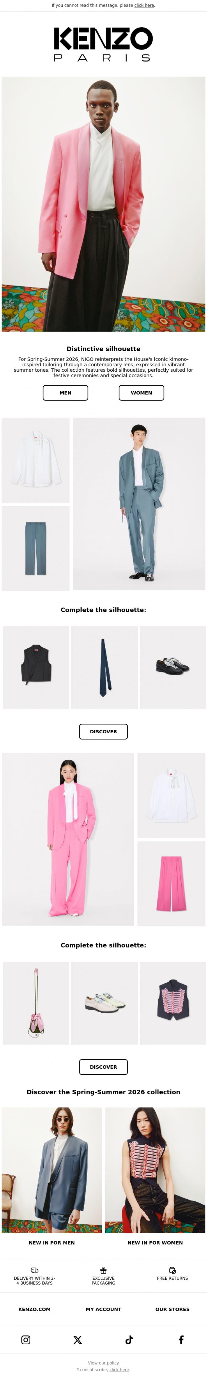 Email Design Inspiration from Kenzo, Kenzo Tailoring