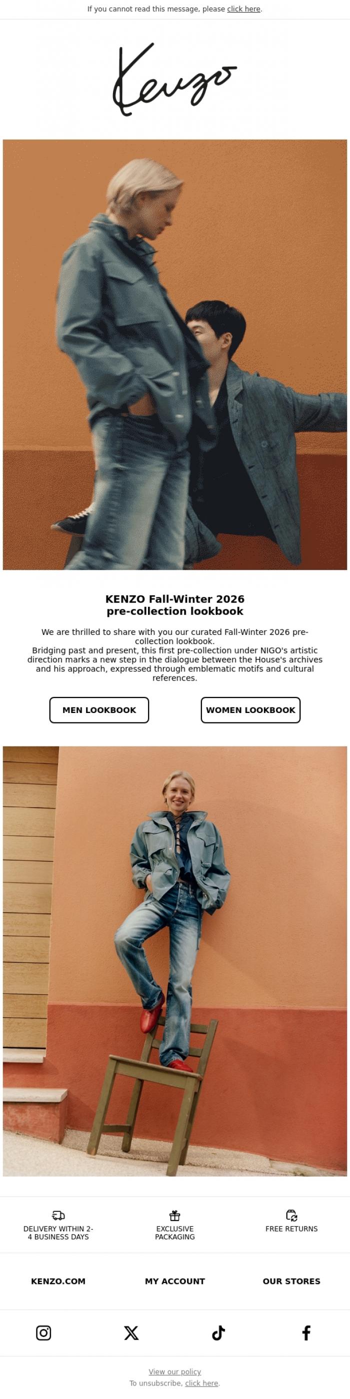 Email Design Inspiration from Kenzo, Discover the Fall-Winter 2026 pre-collection lookbook