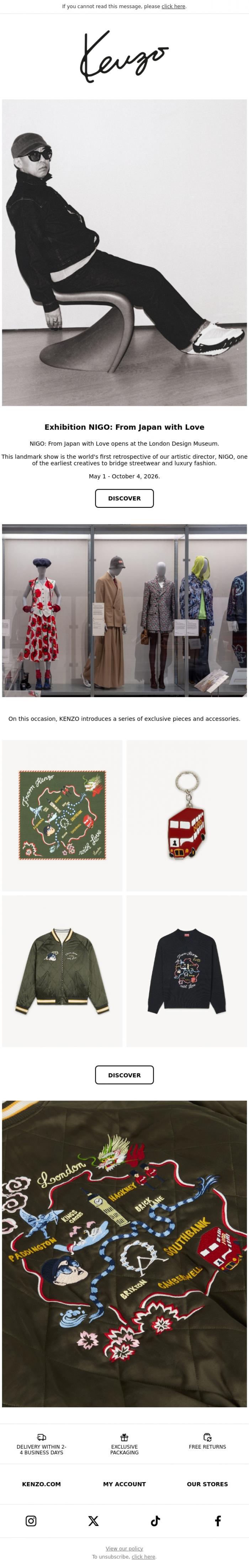 Email Design Inspiration from Kenzo, Exhibition Nigo: From Japan with Love