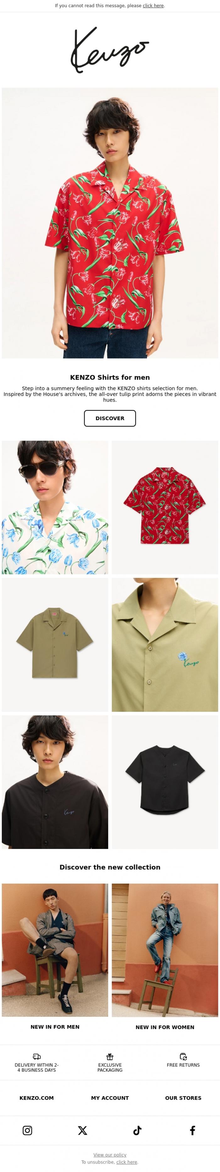 Email Design Inspiration from Kenzo, Kenzo Shirts for men