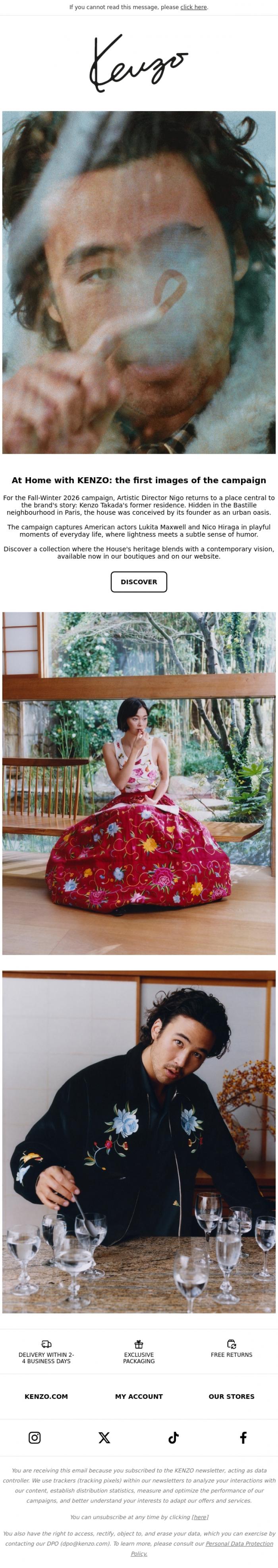 Email Design Inspiration from Kenzo, At Home with Kenzo: the first images of the campaign