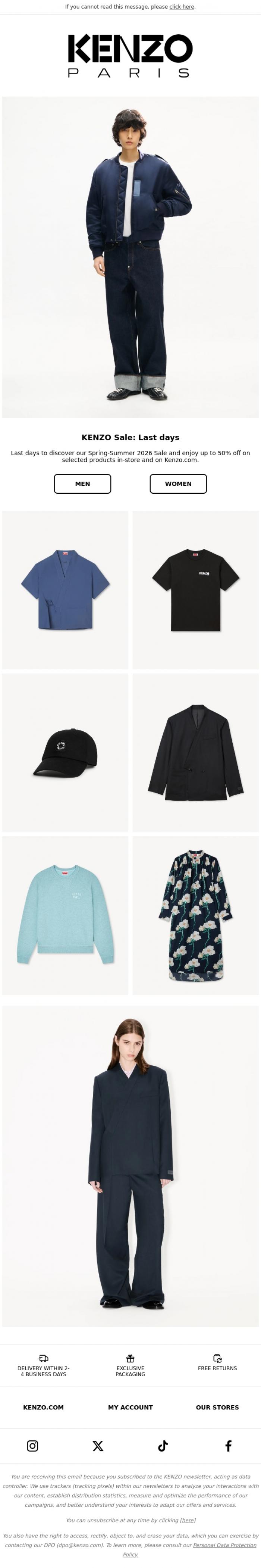 Email Design Inspiration from Kenzo, Kenzo Sale: Last days