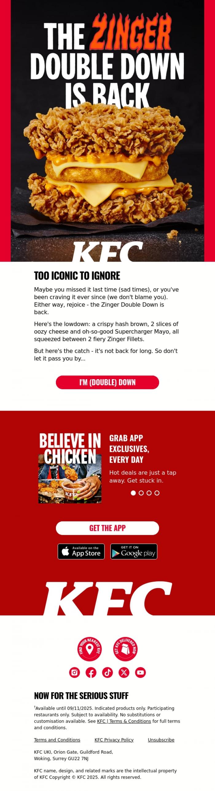 Email Design Inspiration from KFC, Don't make the same mistake twice...