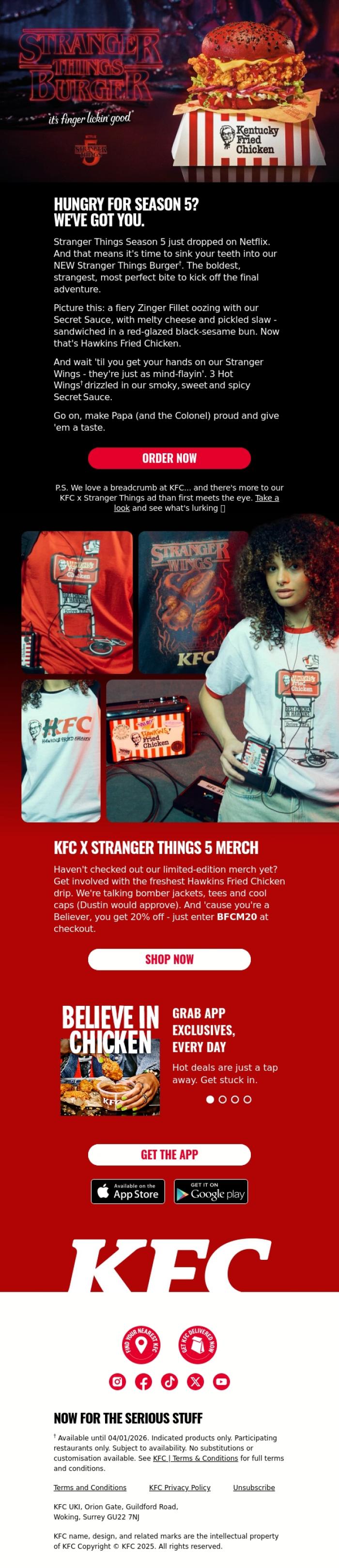 Email Design Inspiration from KFC, KFC opens the gate to Stranger Things
