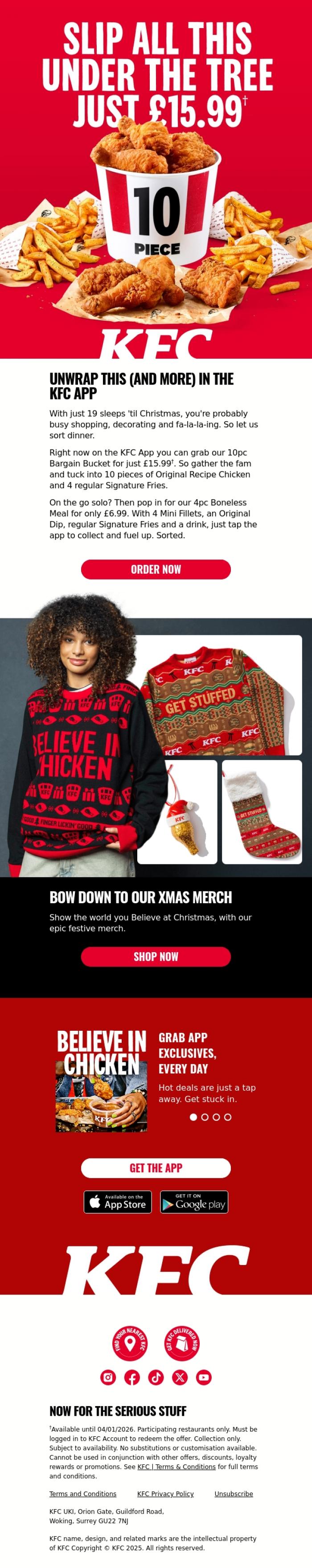 Email Design Inspiration from KFC, Advent calendar not cutting it?