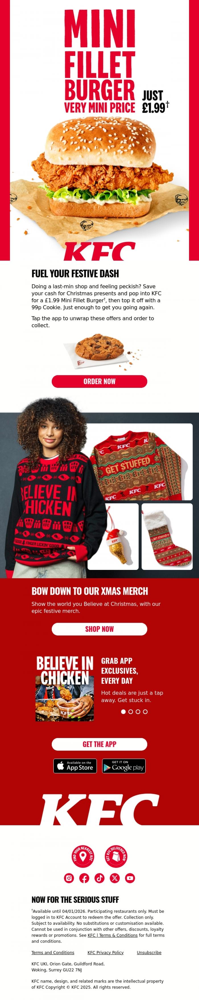 Email Design Inspiration from KFC, Shop 'til you drop... into a KFC