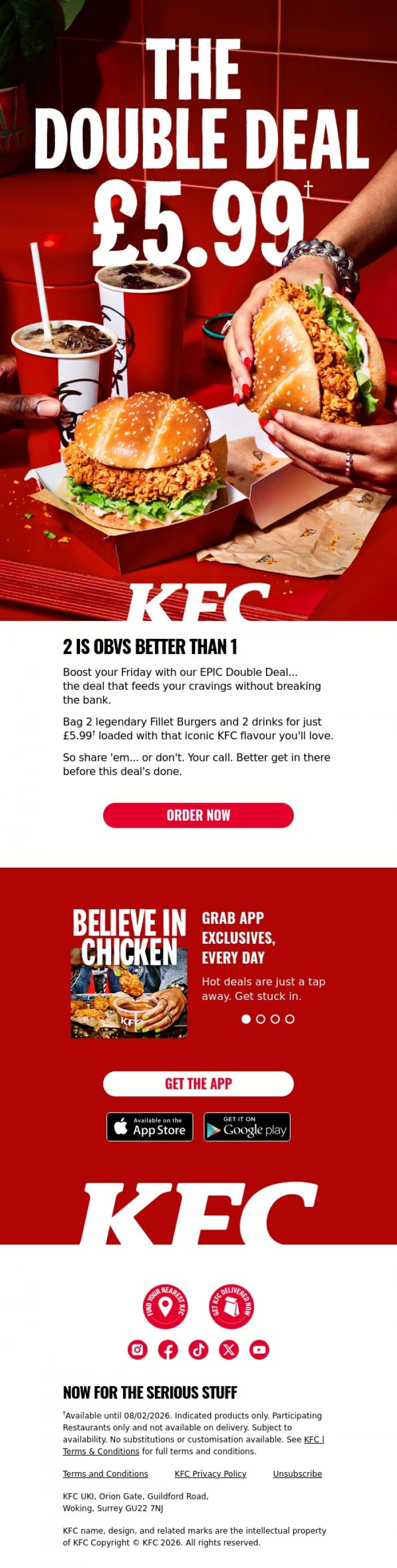 Email Design Inspiration from KFC, Feeling the January pinch? We've got you.