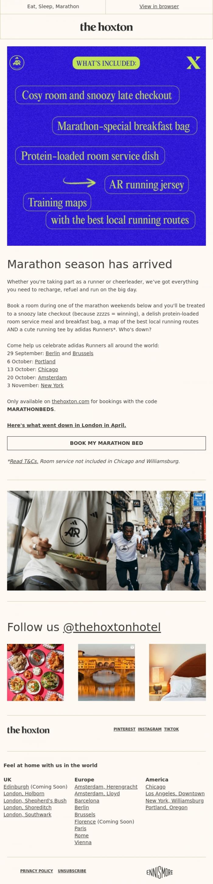 Email Design Inspiration from Kim from The Hoxton, It's marathon season!