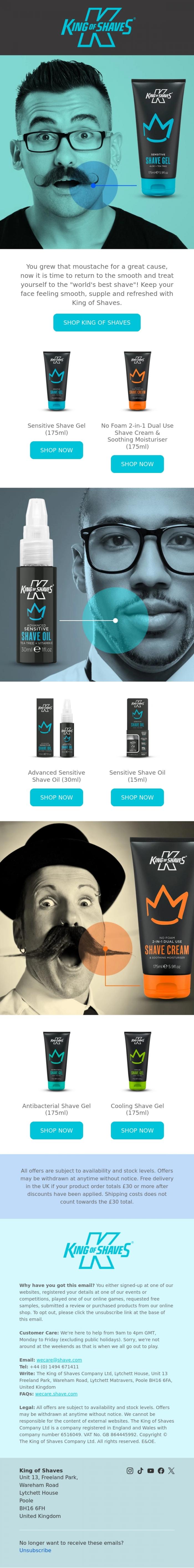 Email Design Inspiration from King of Shaves, You grew that moustache for a great cause... 👏