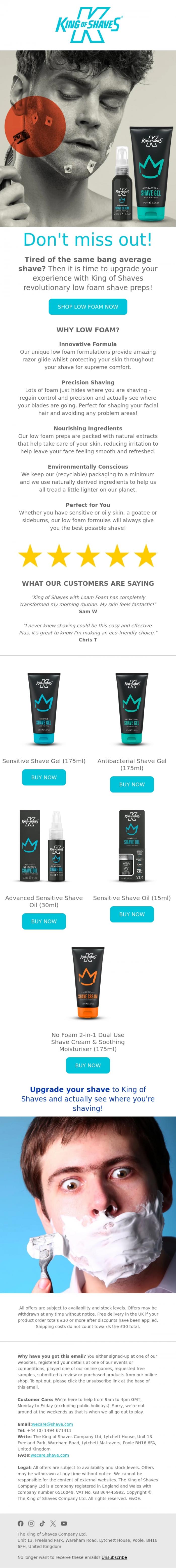 Email Design Inspiration from King of Shaves, Don't miss out!
