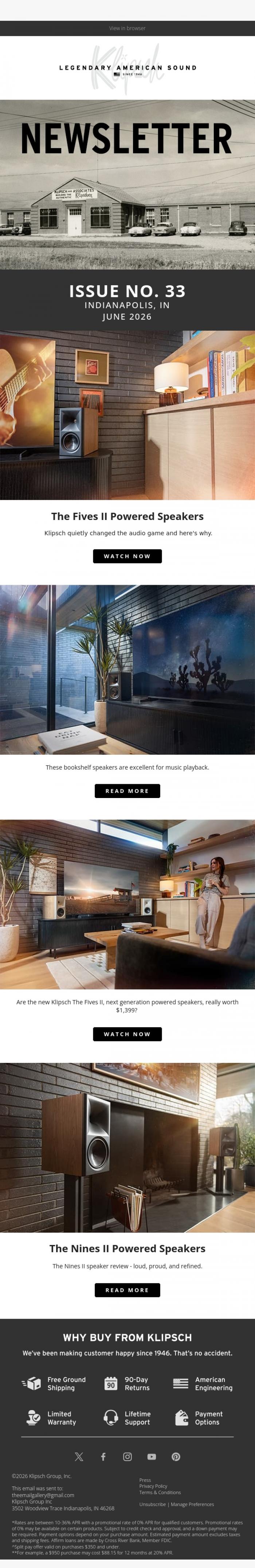Email Design Inspiration from Klipsch Audio, The Reviews Are In For Our Newest Powered Speakers