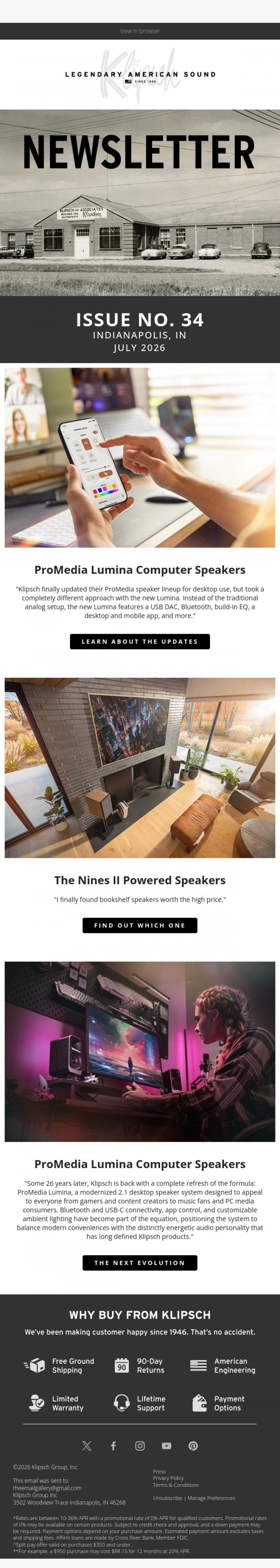 Email Design Inspiration from Klipsch Audio, Latest Reviews Are In - Check Them Out!
